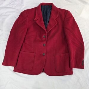 LL Bean Red 100% Wool 3 Button Blazer   Quilted Thinsulate Liner. Valentines Day